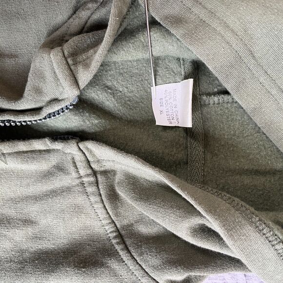 Worship Sweatshirt Jesus Mens XL Green Full Zip Sweater Mathew 4:10 Double Sided - Picture 6 of 12